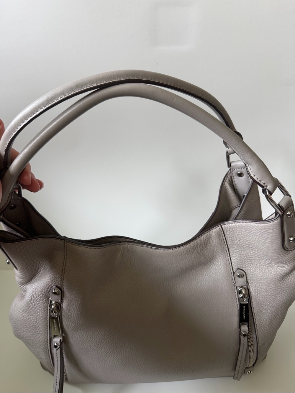 Michael Kors Gray Pebbled Leather Tote Shoulder Bag - Picture 3 of 7